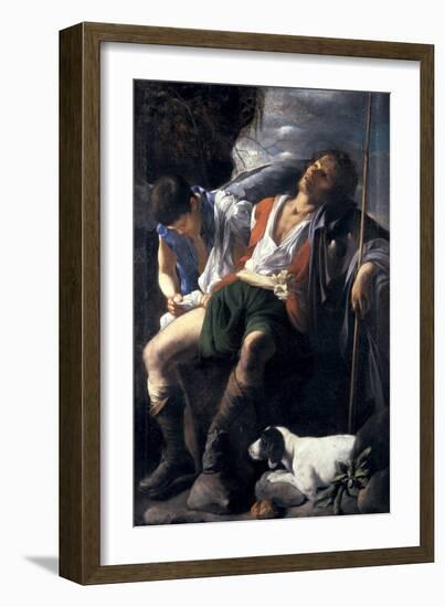 Saint Roch Comforted by an Angel-Carlo Saraceni-Framed Giclee Print