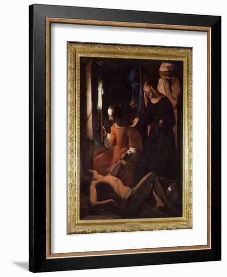 Saint Sebastian is Being Treated by Saint Irene. (St. Sebastian Tendered by St. Irene) Painting by-Georges De La Tour-Framed Giclee Print