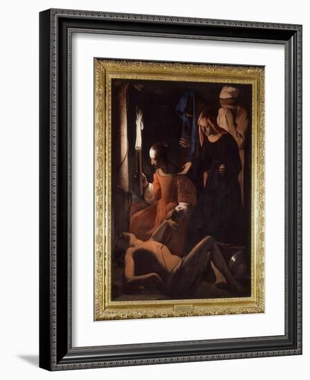 Saint Sebastian is Being Treated by Saint Irene. (St. Sebastian Tendered by St. Irene) Painting by-Georges De La Tour-Framed Giclee Print