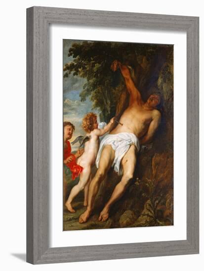 Saint Sebastian Rescued by Angels (Oil on Canvas)-Anthony Van Dyck-Framed Giclee Print