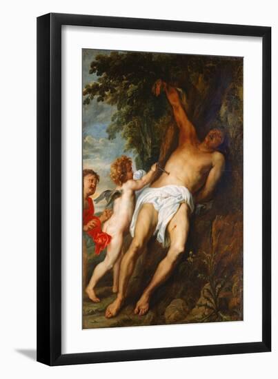 Saint Sebastian Rescued by Angels (Oil on Canvas)-Anthony Van Dyck-Framed Giclee Print