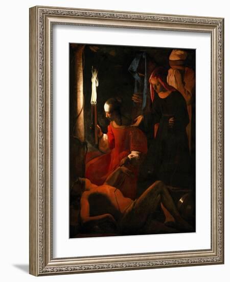 Saint Sebastian Tended by Irene-Georges de La Tour-Framed Giclee Print