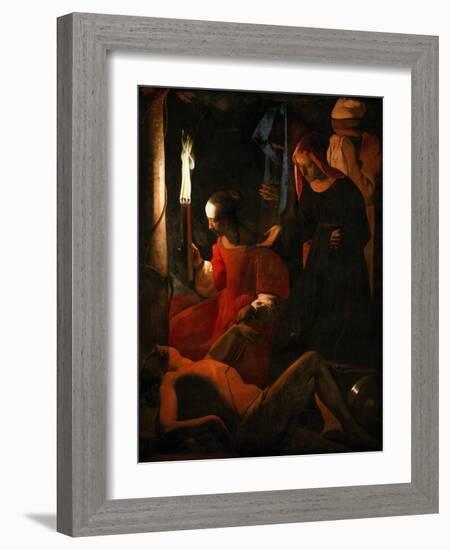 Saint Sebastian Tended by Irene-Georges de La Tour-Framed Giclee Print