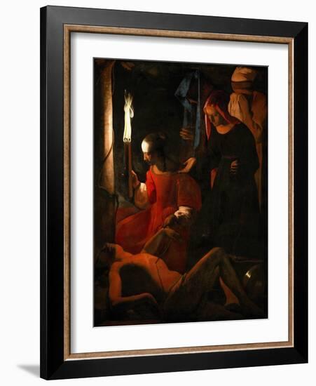 Saint Sebastian Tended by Irene-Georges de La Tour-Framed Giclee Print