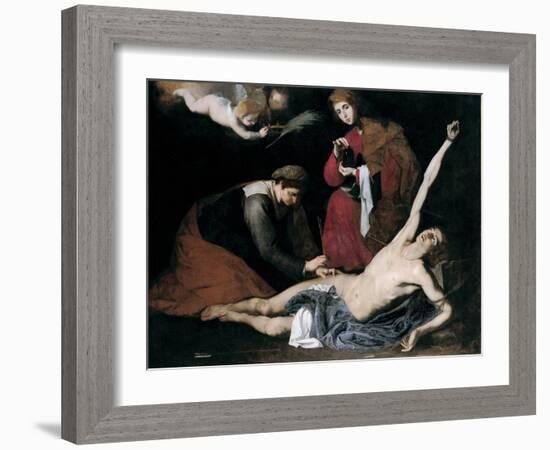 Saint Sebastien Soigne Par Les Saintes Femmes - Peinture De Jose De Ribera Dit Il Spagnoletto  L'es-Jusepe de Ribera-Framed Giclee Print