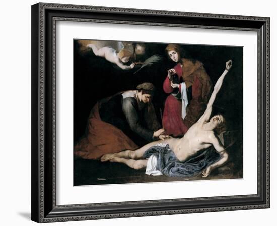 Saint Sebastien Soigne Par Les Saintes Femmes - Peinture De Jose De Ribera Dit Il Spagnoletto  L'es-Jusepe de Ribera-Framed Giclee Print