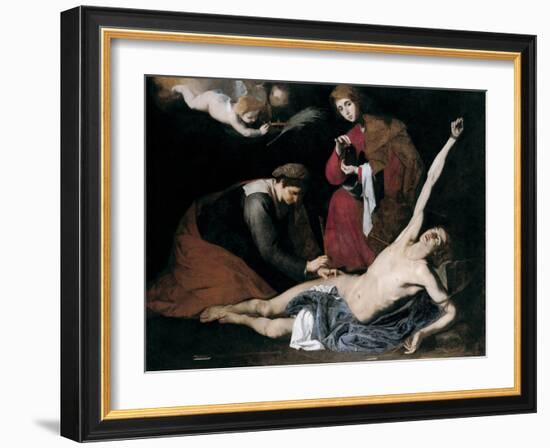 Saint Sebastien Soigne Par Les Saintes Femmes - Peinture De Jose De Ribera Dit Il Spagnoletto  L'es-Jusepe de Ribera-Framed Giclee Print