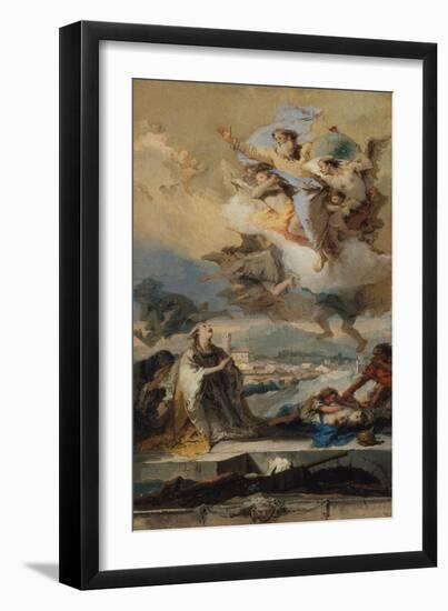 Saint Thecla Praying for the Plague-Stricken, 1758-59-Giovanni Battista Tiepolo-Framed Giclee Print