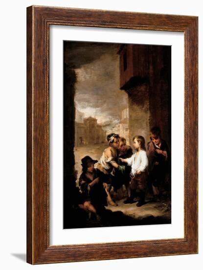 Saint Thomas of Villanueva Dividing His Clothes Among Beggar Boys, C.1667-Bartolome Esteban Murillo-Framed Giclee Print