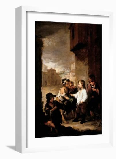 Saint Thomas of Villanueva Dividing His Clothes Among Beggar Boys, C.1667-Bartolome Esteban Murillo-Framed Giclee Print