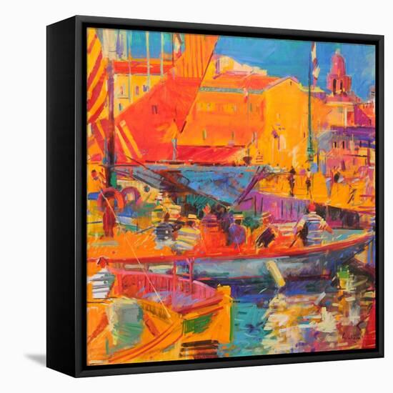 Saint-Tropez in May, 2020 (Oil on Canvas)-Peter Graham-Framed Premier Image Canvas