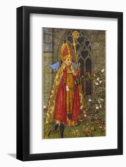 Saint Valentine Depicted Here as Boy Bishop-Eleanor Fortescue Brickdale-Framed Photographic Print