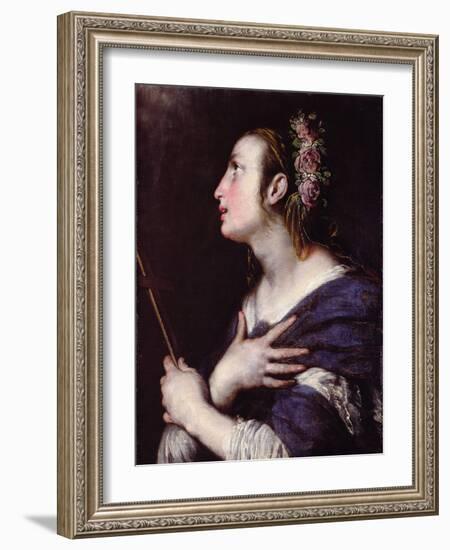 Saint with a Crown of Roses (Oil on Canvas)-Bernardo Strozzi-Framed Giclee Print