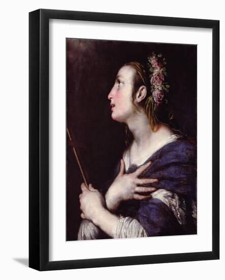 Saint with a Crown of Roses (Oil on Canvas)-Bernardo Strozzi-Framed Giclee Print