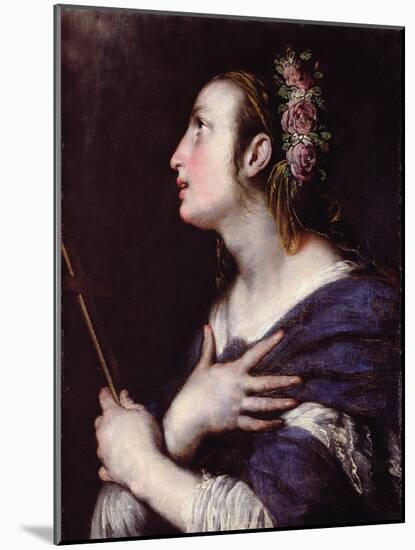 Saint with a Crown of Roses (Oil on Canvas)-Bernardo Strozzi-Mounted Giclee Print