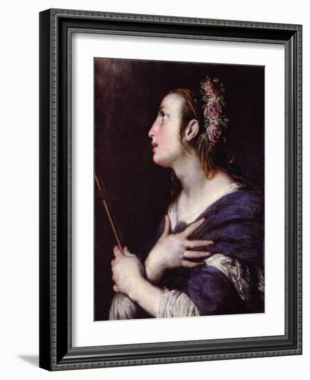 Saint with a Crown of Roses (Oil on Canvas)-Bernardo Strozzi-Framed Giclee Print
