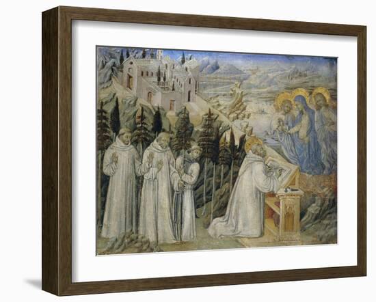 Saint Writing Inspired by Holy Virgin, Detail from Predella of St Galgano Altarpiece, Circa 1470-Giovanni di Paolo-Framed Giclee Print