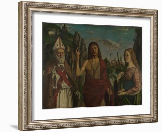 Saint Zeno, Saint John the Baptist and a Female Martyr, C. 1495-Bartolomeo Montagna-Framed Giclee Print