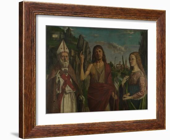 Saint Zeno, Saint John the Baptist and a Female Martyr, C. 1495-Bartolomeo Montagna-Framed Giclee Print