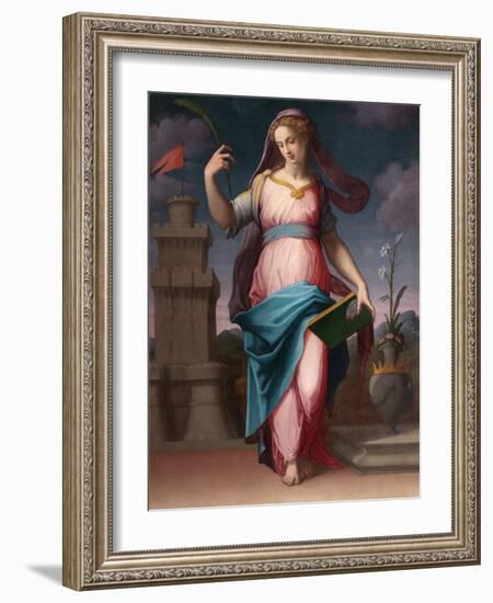 Sainte Barbe (St Barbara) - Peinture De Giorgio Vasari (1511-1574), Huile Sur Toile, 16E Siecle, Ar-Giorgio Vasari-Framed Giclee Print