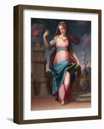 Sainte Barbe (St Barbara) - Peinture De Giorgio Vasari (1511-1574), Huile Sur Toile, 16E Siecle, Ar-Giorgio Vasari-Framed Giclee Print