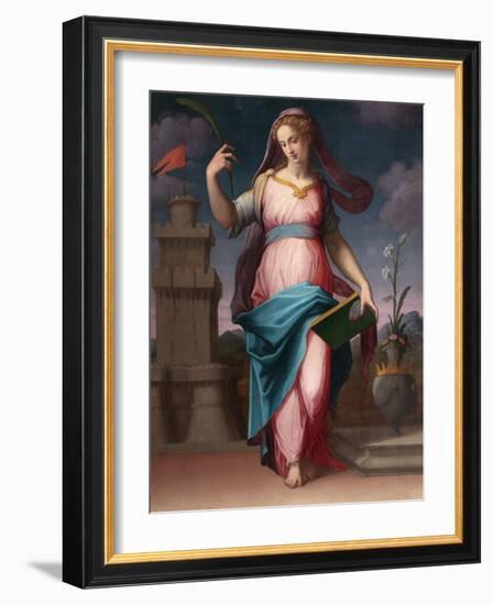 Sainte Barbe (St Barbara) - Peinture De Giorgio Vasari (1511-1574), Huile Sur Toile, 16E Siecle, Ar-Giorgio Vasari-Framed Giclee Print