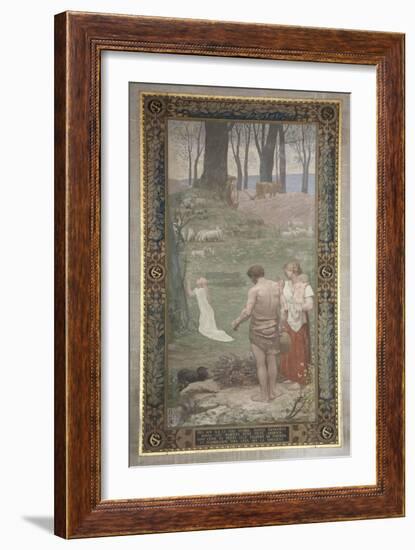 Sainte Geneviève enfant en prière-Pierre Puvis de Chavannes-Framed Giclee Print