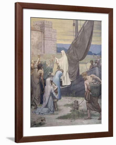 Sainte Geneviève ravitaille Paris assiégé par les Huns d'Attila-Pierre Puvis de Chavannes-Framed Premium Giclee Print