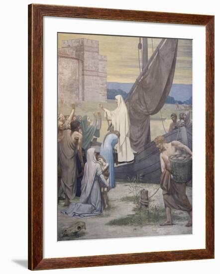 Sainte Geneviève ravitaille Paris assiégé par les Huns d'Attila-Pierre Puvis de Chavannes-Framed Premium Giclee Print