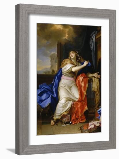 Sainte Madeleine repentante renonce à toutes les vanités de la vie-Charles Le Brun-Framed Giclee Print