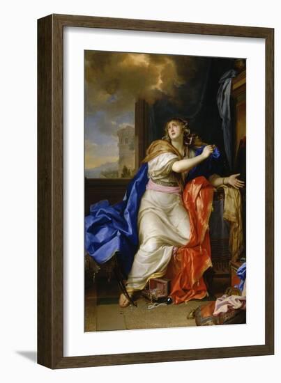 Sainte Madeleine repentante renonce à toutes les vanités de la vie-Charles Le Brun-Framed Giclee Print