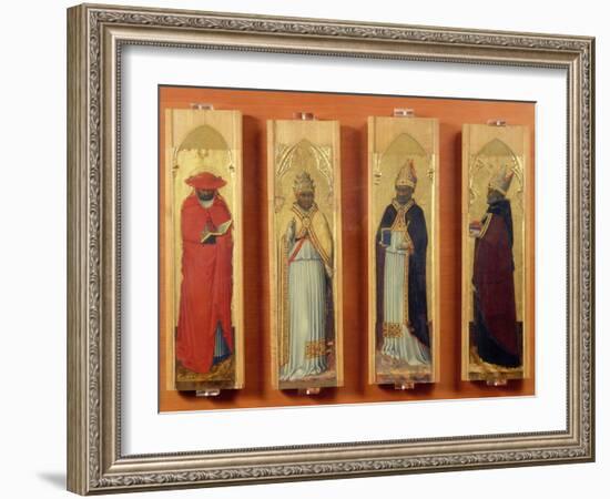 Saints Ambrose, Jerome, Augustine and Gregory-Sassetta-Framed Giclee Print