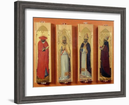 Saints Ambrose, Jerome, Augustine and Gregory-Sassetta-Framed Giclee Print