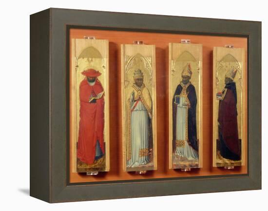 Saints Ambrose, Jerome, Augustine and Gregory-Sassetta-Framed Premier Image Canvas