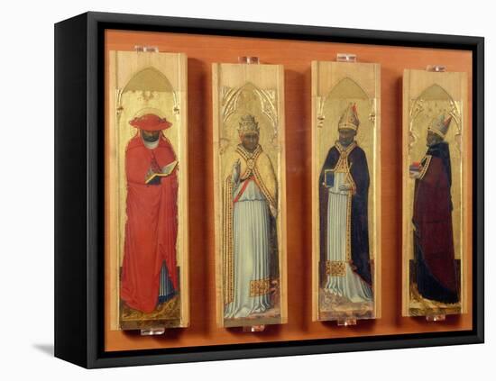 Saints Ambrose, Jerome, Augustine and Gregory-Sassetta-Framed Premier Image Canvas