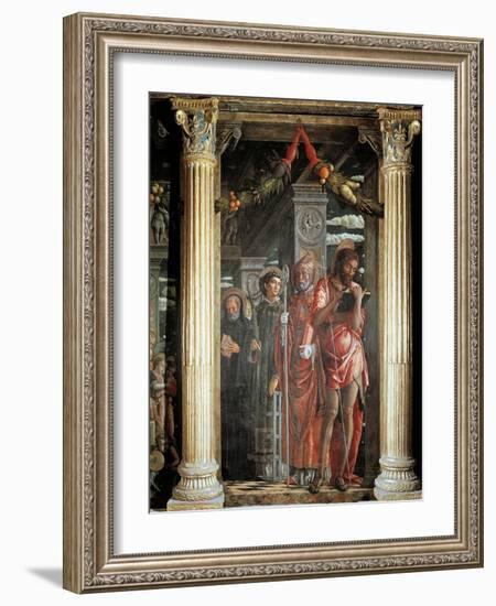 Saints John and Lorenzo and Two Saints, Detail from San Zeno Altarpiece, 1456-1460-Andrea Mantegna-Framed Giclee Print