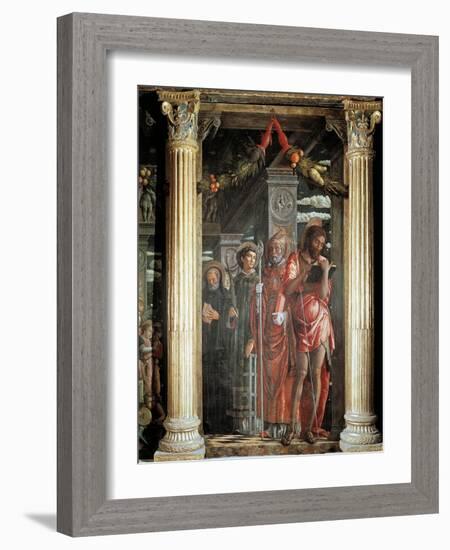 Saints John and Lorenzo and Two Saints, Detail from San Zeno Altarpiece, 1456-1460-Andrea Mantegna-Framed Giclee Print