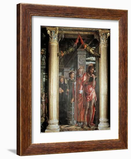 Saints John and Lorenzo and Two Saints, Detail from San Zeno Altarpiece, 1456-1460-Andrea Mantegna-Framed Giclee Print