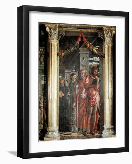 Saints John and Lorenzo and Two Saints, Detail from San Zeno Altarpiece, 1456-1460-Andrea Mantegna-Framed Giclee Print