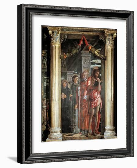 Saints John and Lorenzo and Two Saints, Detail from San Zeno Altarpiece, 1456-1460-Andrea Mantegna-Framed Giclee Print