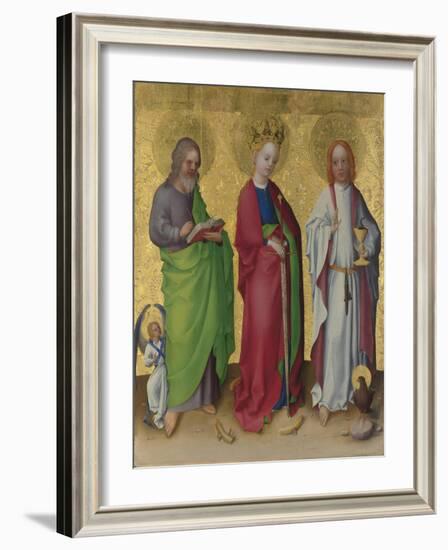 Saints Matthew, Catherine of Alexandria and John the Evangelist, C. 1450-Stephan Lochner-Framed Giclee Print