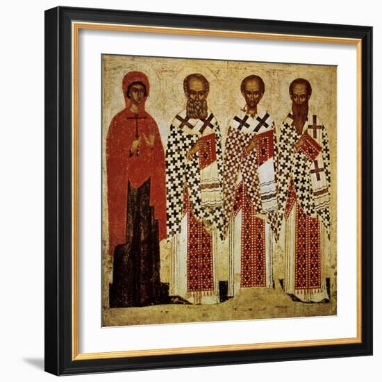 Saints Paraskeve, Gregory the Theologian, John Chrysostom and Basil the Great, Early 15th Century-null-Framed Giclee Print