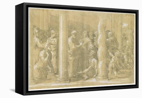 Saints Peter and John Healing the Sick at the Gates of the Temple, C. 1530-Parmigianino-Framed Premier Image Canvas