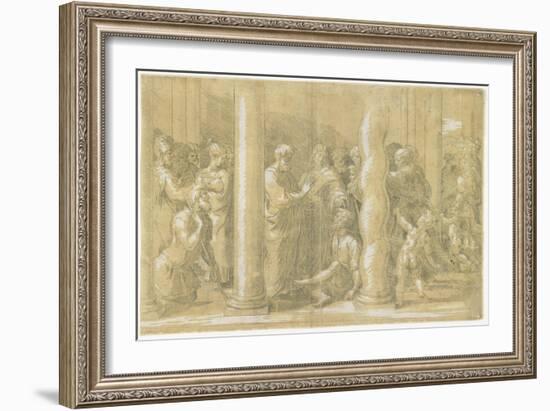 Saints Peter and John Healing the Sick at the Gates of the Temple, C. 1530-Parmigianino-Framed Giclee Print