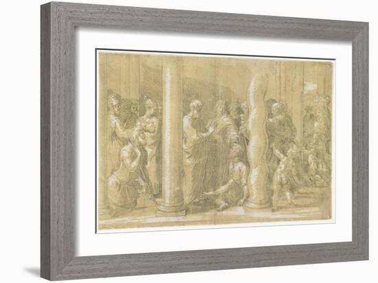 Saints Peter and John Healing the Sick at the Gates of the Temple, C. 1530-Parmigianino-Framed Giclee Print