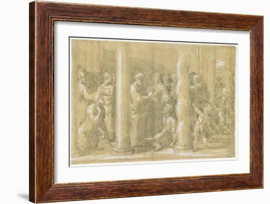 Saints Peter and John Healing the Sick at the Gates of the Temple, C. 1530-Parmigianino-Framed Giclee Print