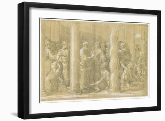 Saints Peter and John Healing the Sick at the Gates of the Temple, C. 1530-Parmigianino-Framed Giclee Print