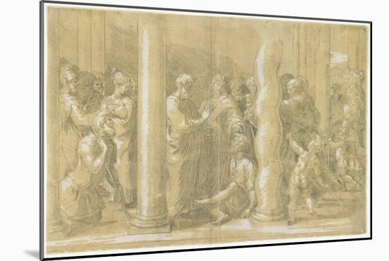 Saints Peter and John Healing the Sick at the Gates of the Temple, C. 1530-Parmigianino-Mounted Giclee Print