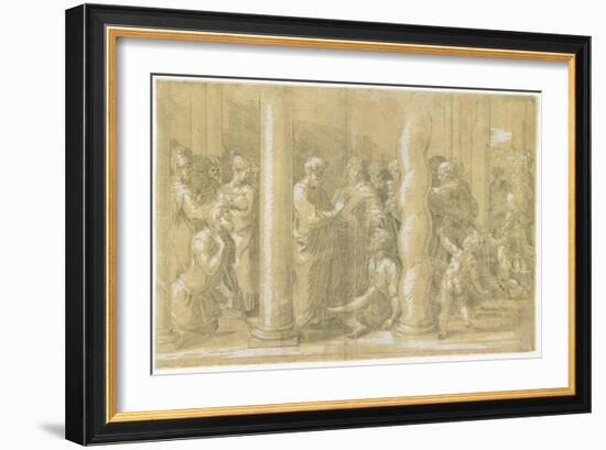 Saints Peter and John Healing the Sick at the Gates of the Temple, C. 1530-Parmigianino-Framed Giclee Print