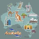 Australia Map and Travel Icon Eps 10 Format-Sajja-Art Print